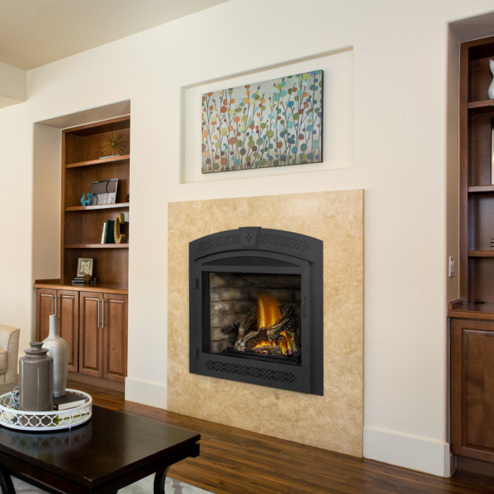 Ascent GX70 roomset newport logs operable door napoleon fireplaces 1