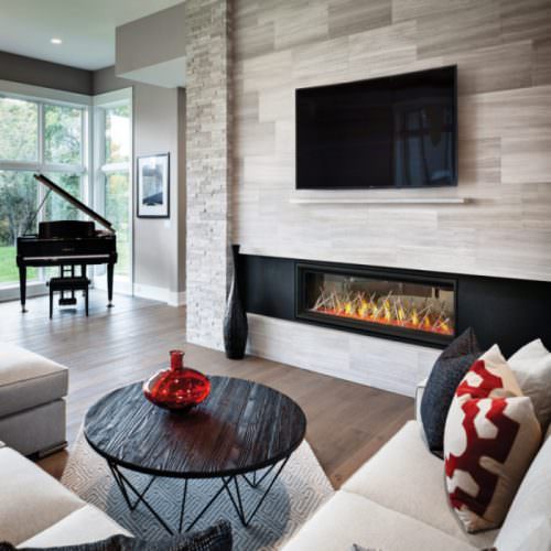 Vector LV62 nickle sticks contemporary living room mantel 1