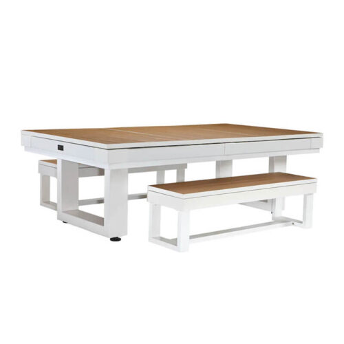 American Heritage Lanai Outdoor Full Set Pool Table Pearl White